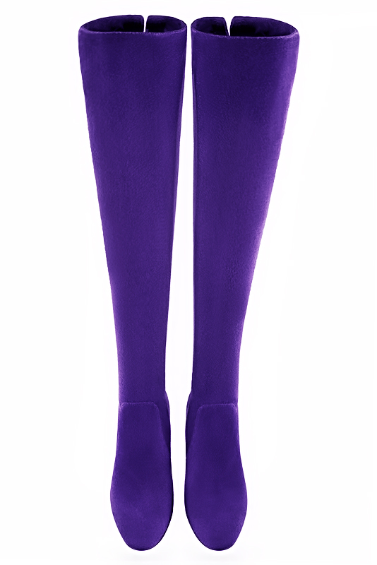 Cuissardes femme en cuir sur mesures violet mauve | Mollets fins ou